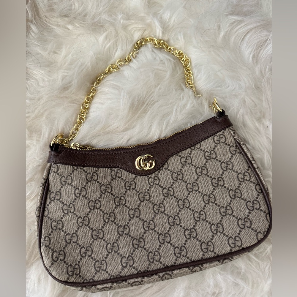 Beige and Brown Shoulder Bag